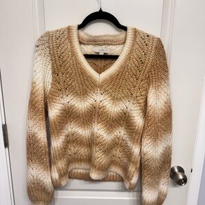 NWOT! LOFT Tan & Cream Ombre V-Neck Knit Sweater